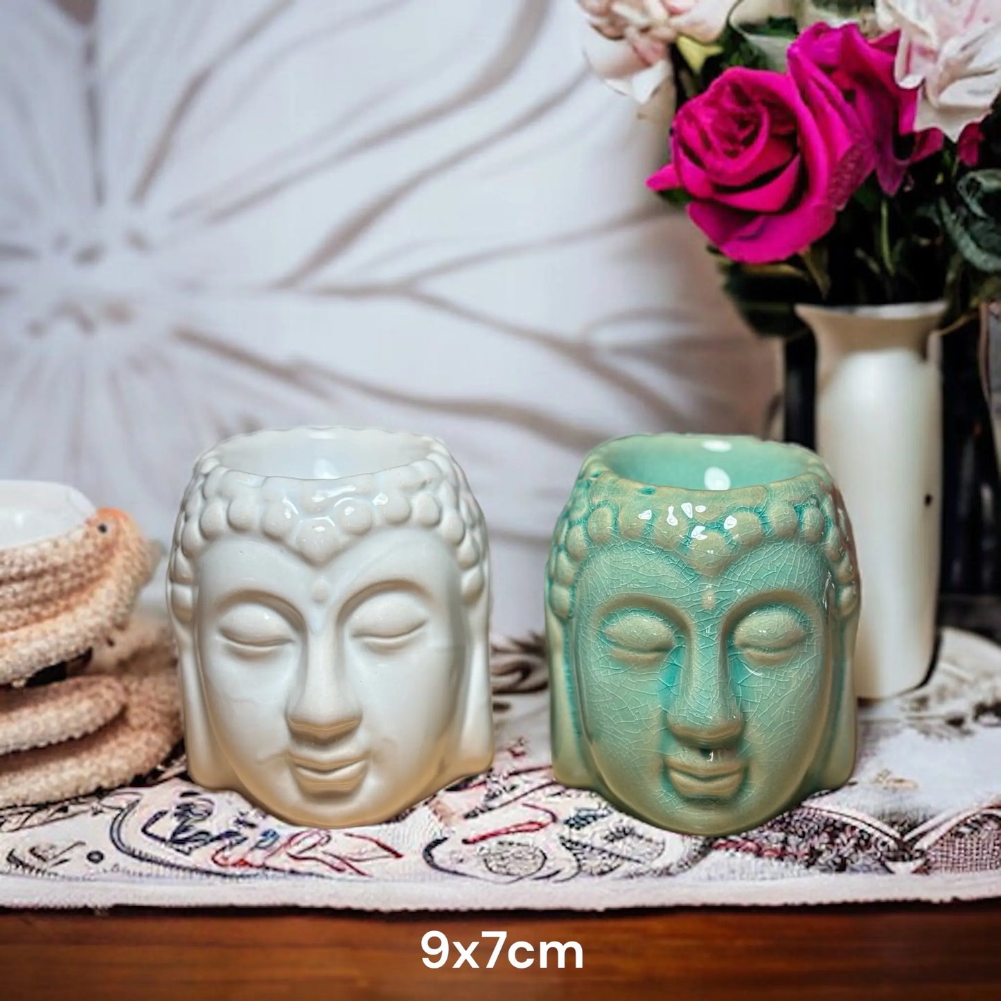 Grande bruciatore a olio con testa di Buddha