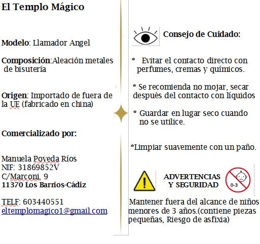 Colgante Llamador Angeles en forma de ala Dorado