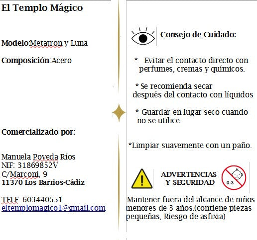 Metatron y luna (Acero) Incluye Collar Cordón