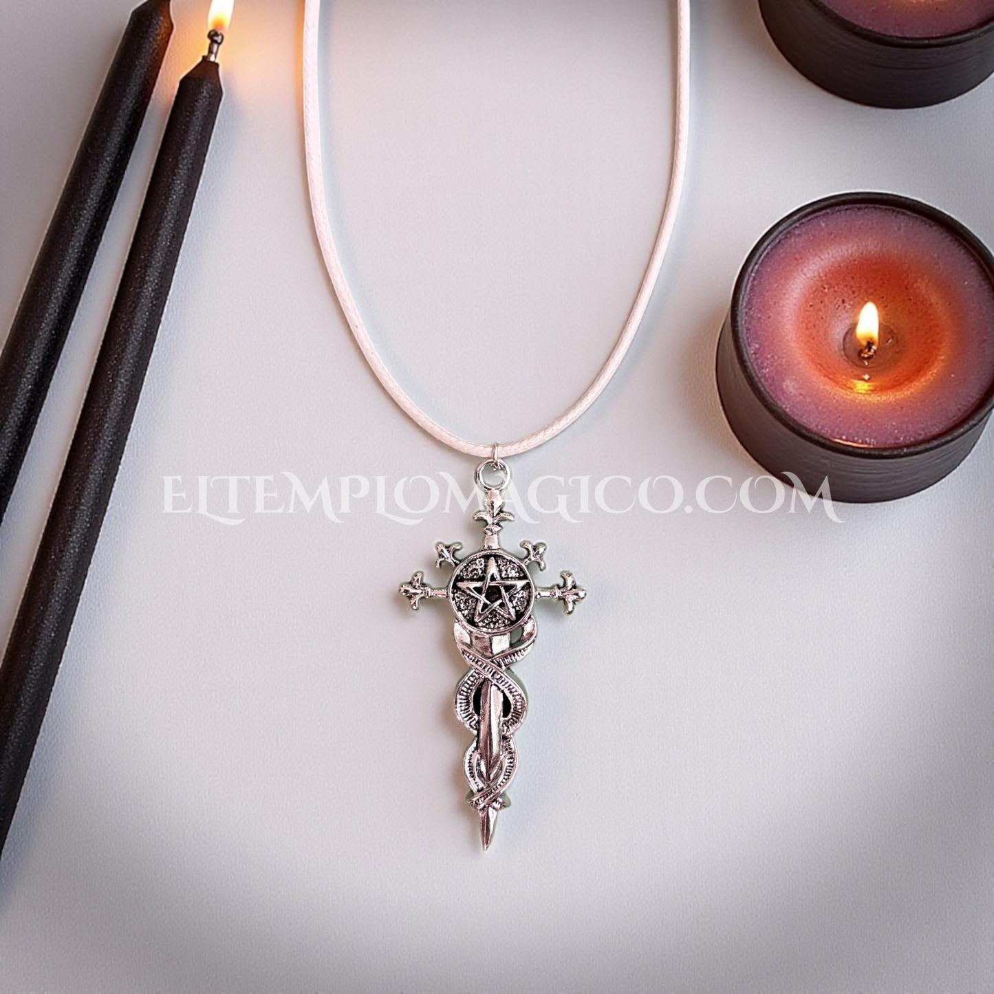 Amuleto Protector Collar Espada de Pentagrama