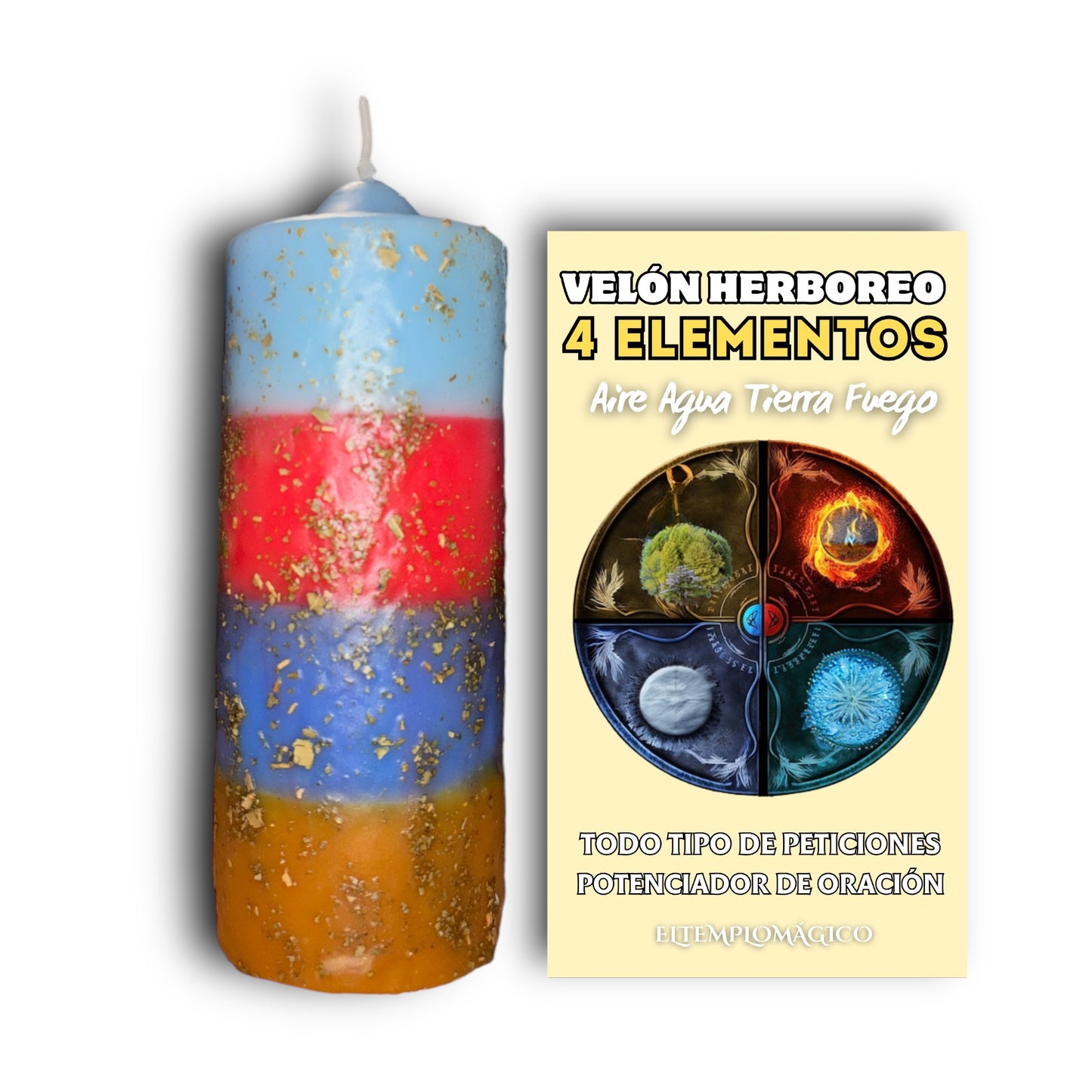 Velón 4 Elementos (Aire, Fuego, Agua y Tierra)