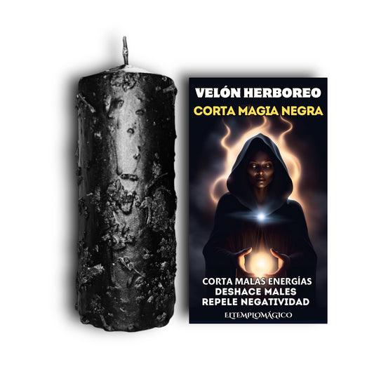 Velón Cortar Magia Negra con piedra de Protección