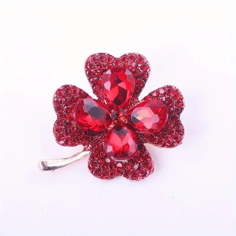 Amuleto/Broche Trébol 4 Hojas Rojo