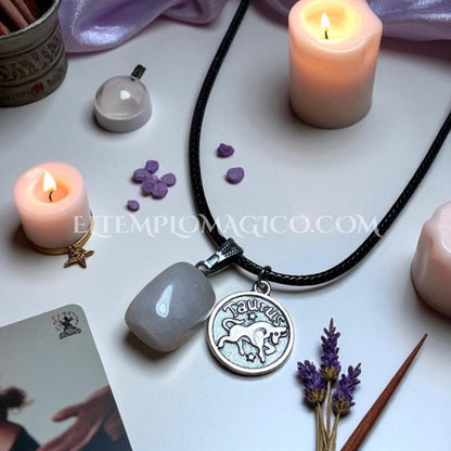 Collar Tauro con Cuarzo Rosa
