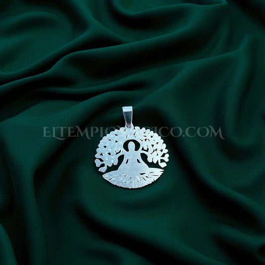 Árbol de la Vida con Buda (32 x 27 mm.) Acero. Incluye collar con cordón