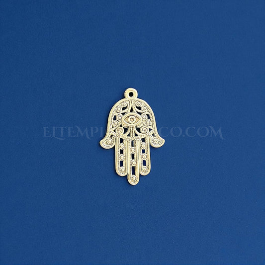 Mano de Fátima hacia abajo (42 x 28 mm.)  Incluye collar de Cordón