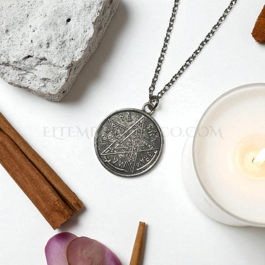 Collar/Amuleto Tetragrammaton con TREBOL Pentáculo Pentagrama