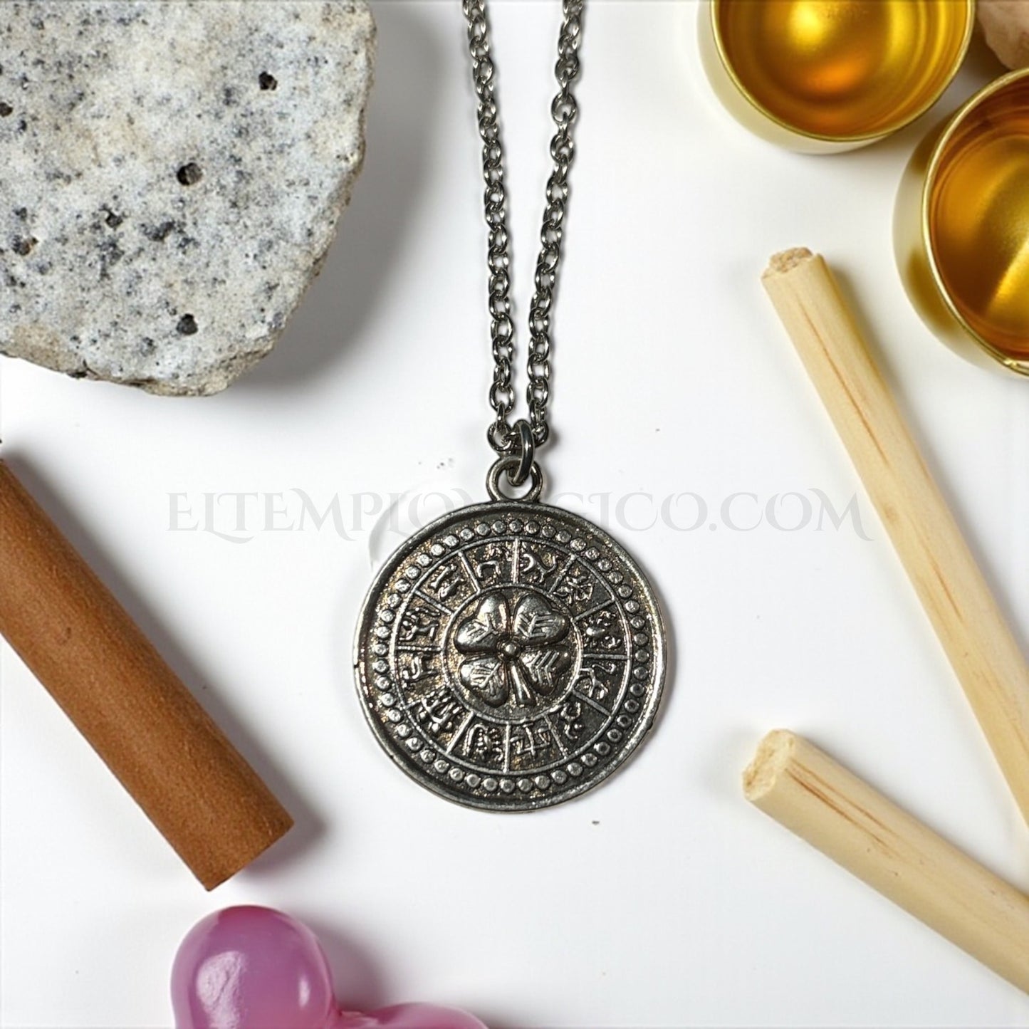 Collar/Amuleto Tetragrammaton con TREBOL Pentáculo Pentagrama