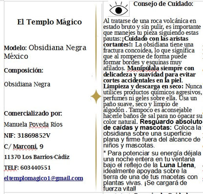Piedra de Obsidiana Negra de México (Trozo Natural en Bruto)
