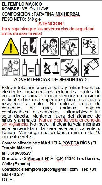 VELÓN Suerte con el dinero y llave poder