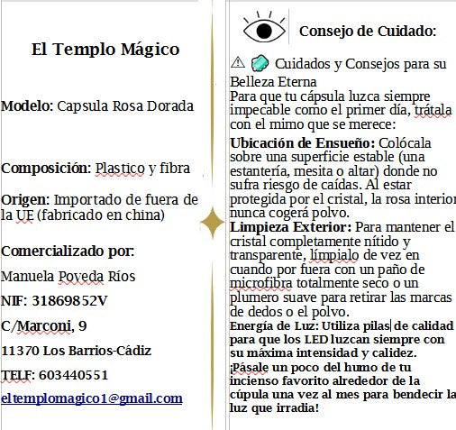 Capsula Rosa Dorada Led-La Rosa Eterna Mágica de Lujo y Luz