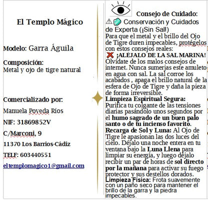 Colgante Garra de Águila con Ojo de Tigre – Amuleto de Enfoque, Victoria y Protección de Guerreros