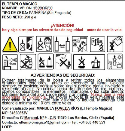 Velón Cortar Magia Negra con piedra de Protección