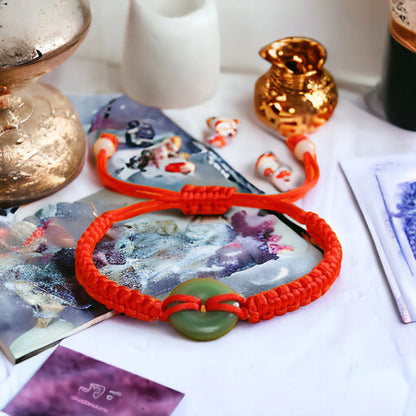 Pulsera Jade Con Cuerda Roja Fortuna