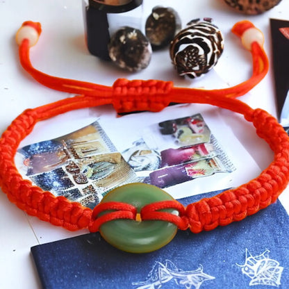 Pulsera Jade Con Cuerda Roja Fortuna