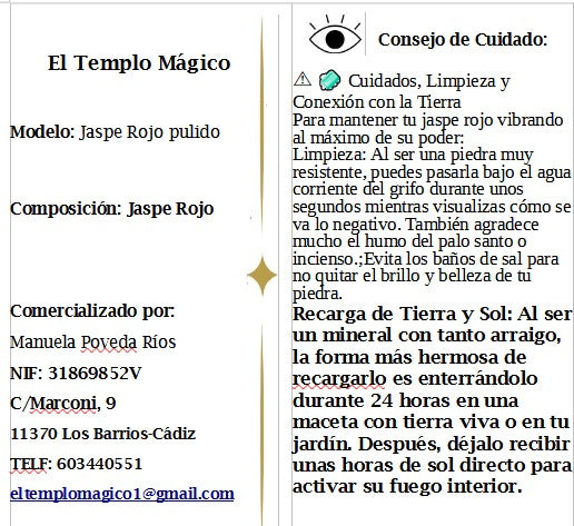 Piedra Jaspe Rojo Pulido – Fuerza, Protección de Hogar y Pasión Vital