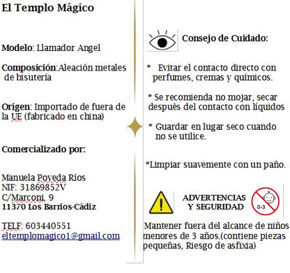 Colgante Llamador Angeles en forma de ala Dorado