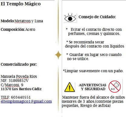 Metatron y luna (Acero) Incluye Collar Cordón