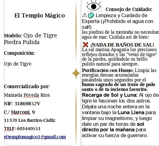 Piedra Ojo de Tigre Pulido – Protección, Confianza y Alivio del Estrés
