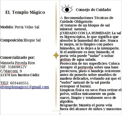 Porta velas Redondo Sal Himalaya (bloque natural)